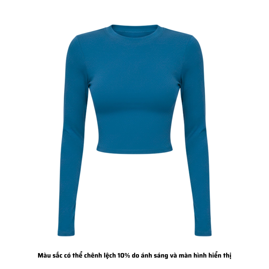 TD - Áo Tay Croptop Dài Cổ Tròn Ôm Dáng Trơn Thun Borip