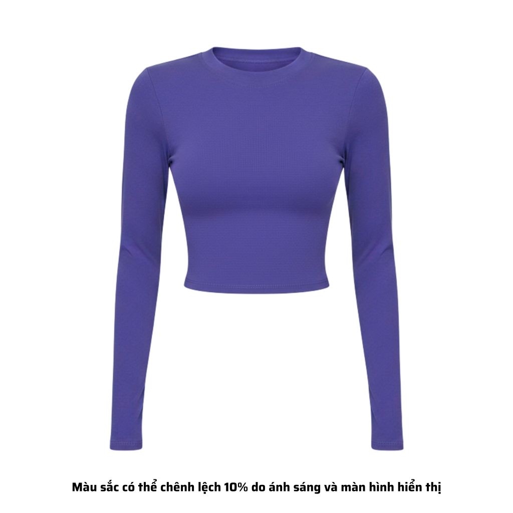 TD - Áo Tay Croptop Dài Cổ Tròn Ôm Dáng Trơn Thun Borip