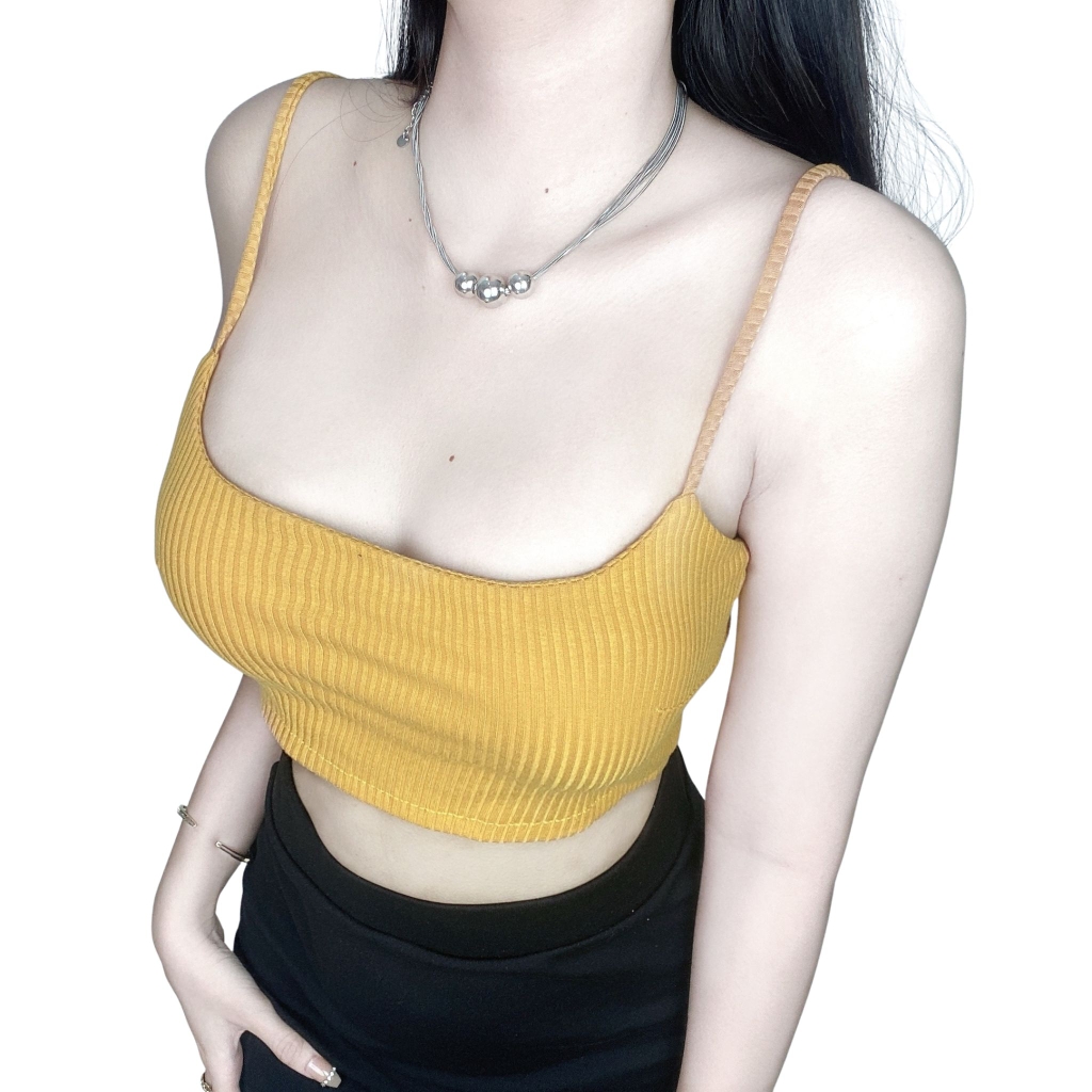 AD - Áo Croptop 2 Dây Thun Gân Có Đệm Mút