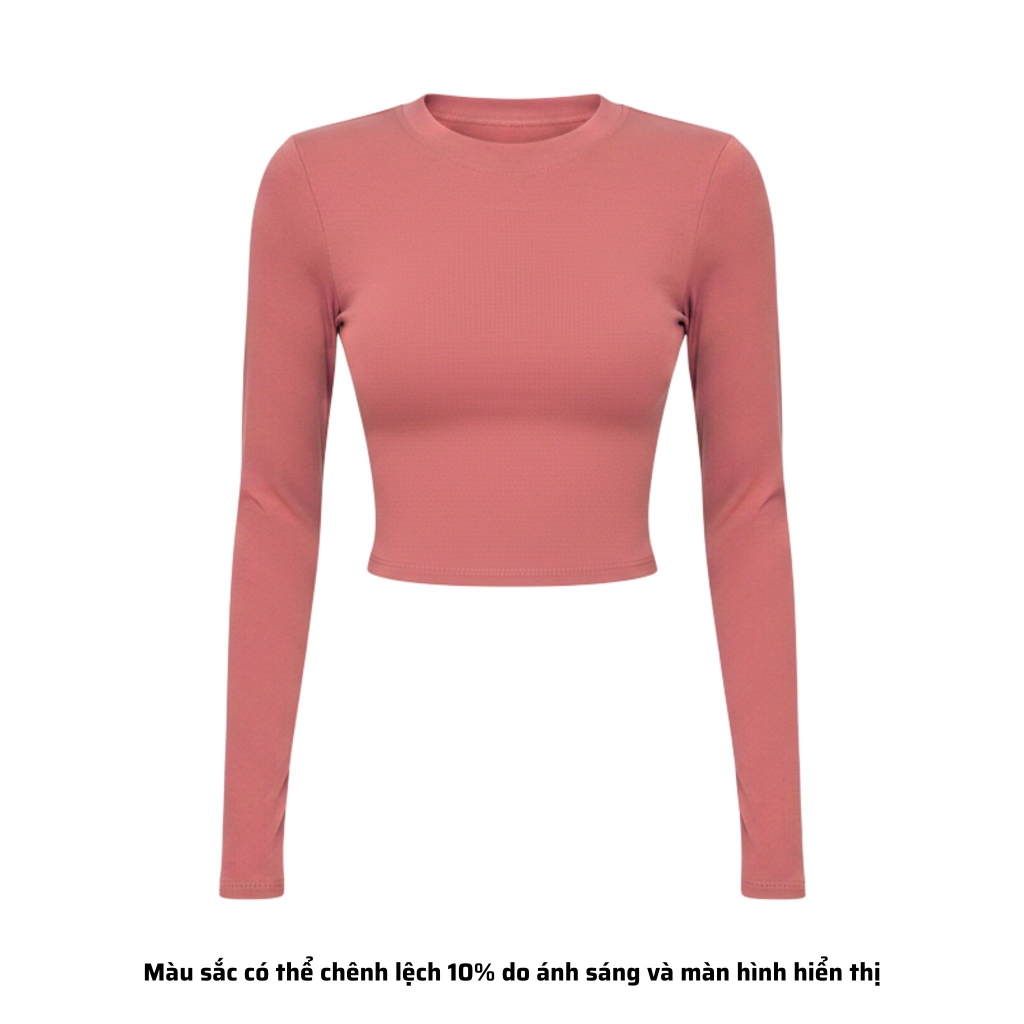 TD - Áo Tay Croptop Dài Cổ Tròn Ôm Dáng Trơn Thun Borip