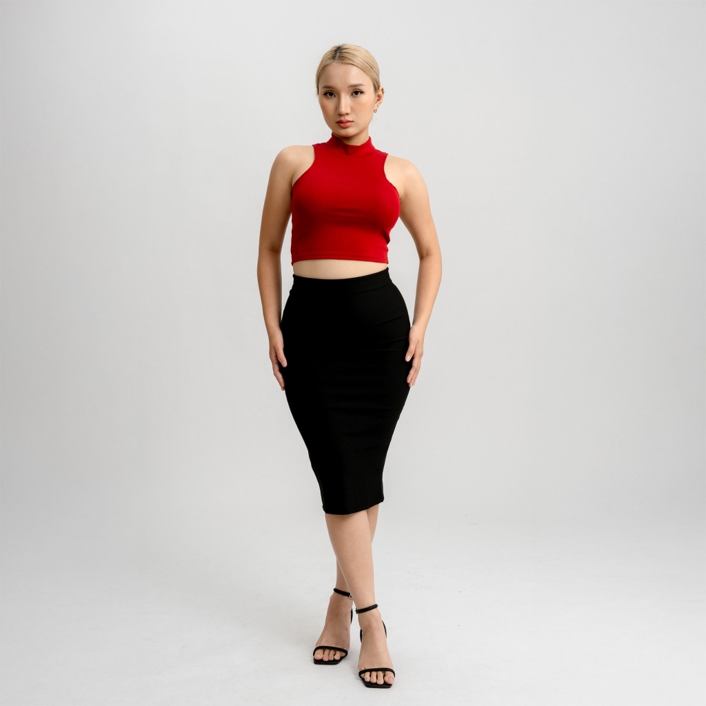 CL - Áo Croptop Cổ Lọ Trơn Thun Borip Co Dãn Giãn 4 Chiều