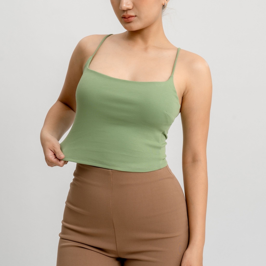 A4 - Áo 2 Dây Croptop Thun Borip Co Giãn 4 Chiều