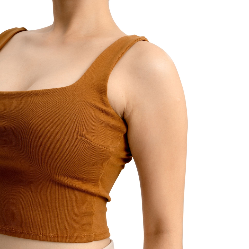 A6 - Áo Hai Dây Bảng To 3cm  Croptop 2 Lớp Thun Cotton Borip