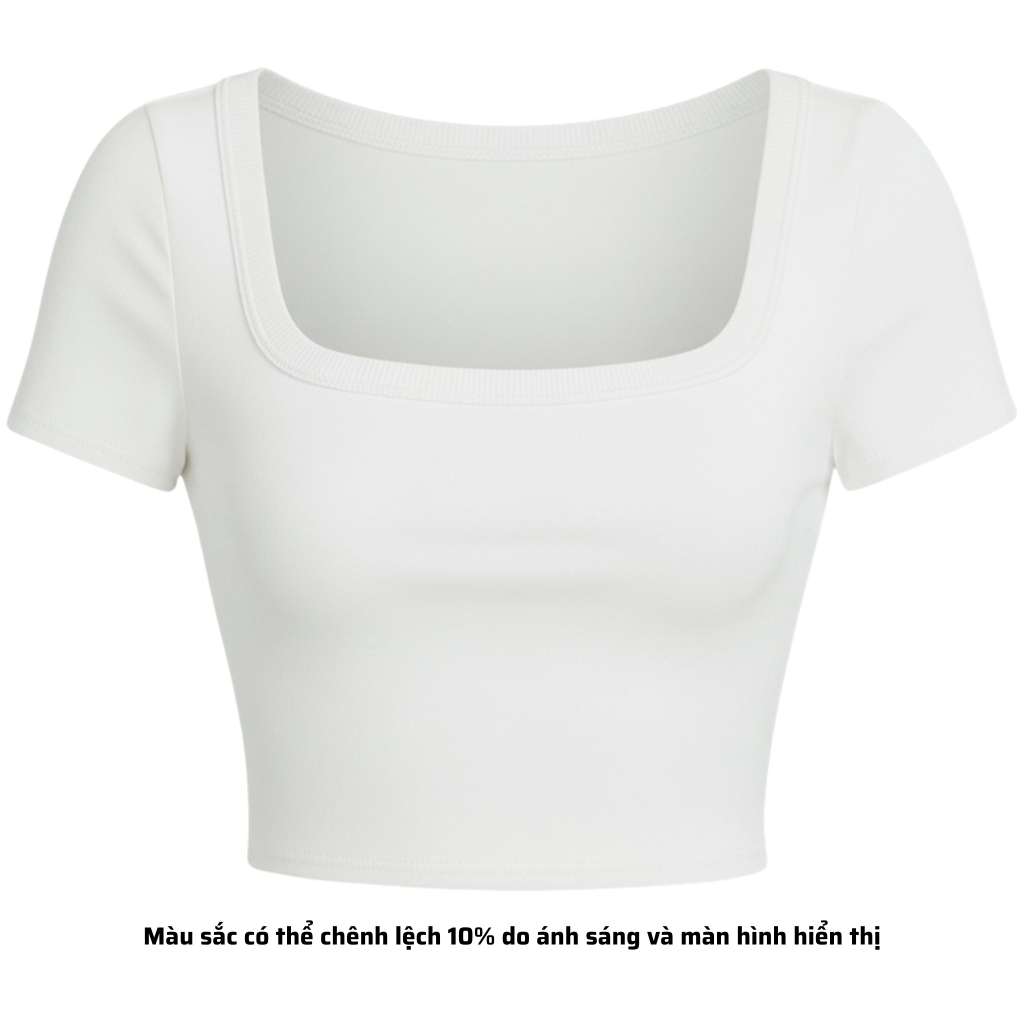 A7 - Áo Croptop Cổ Vuông Croptop Trơn Tay Con