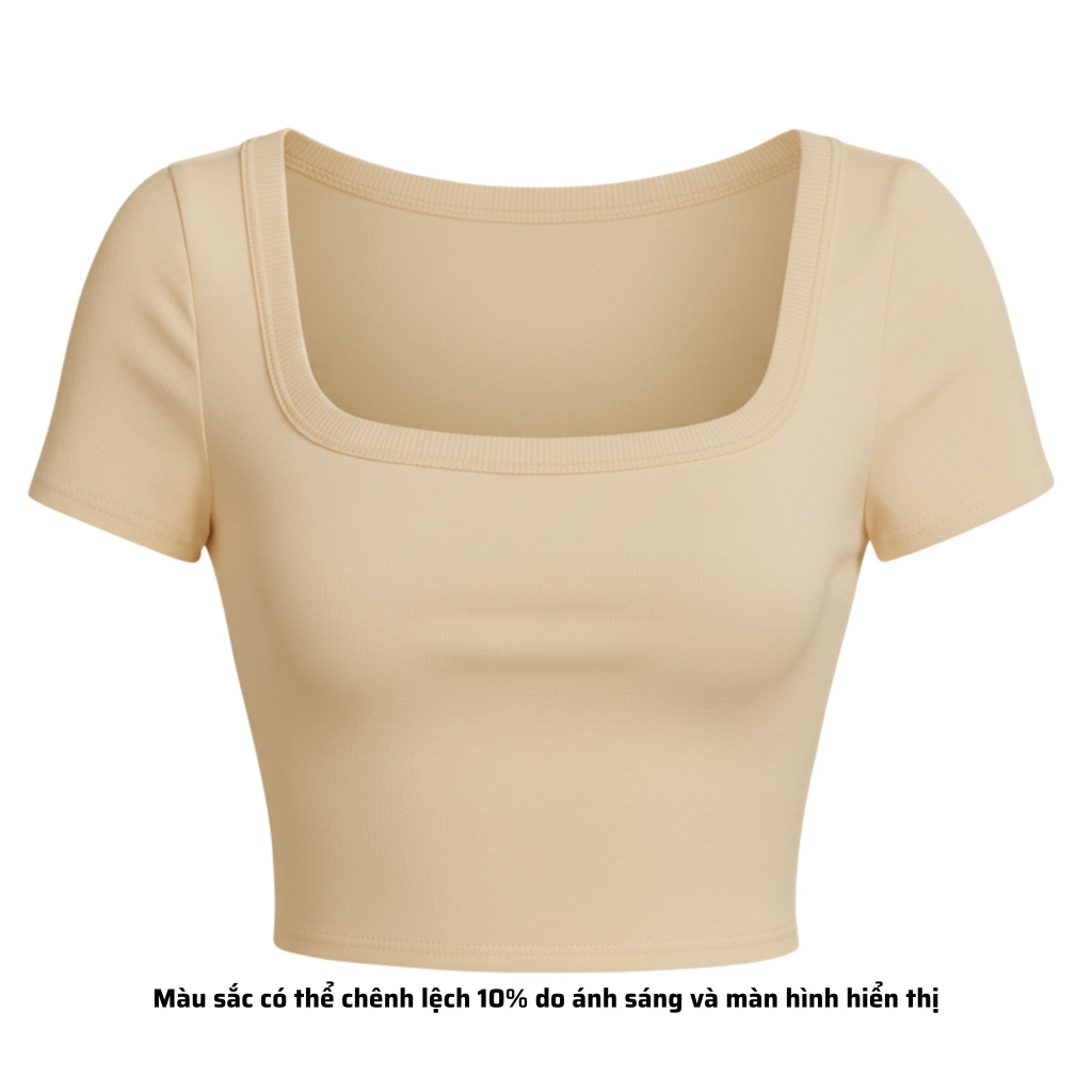 A7 - Áo Croptop Cổ Vuông Croptop Trơn Tay Con