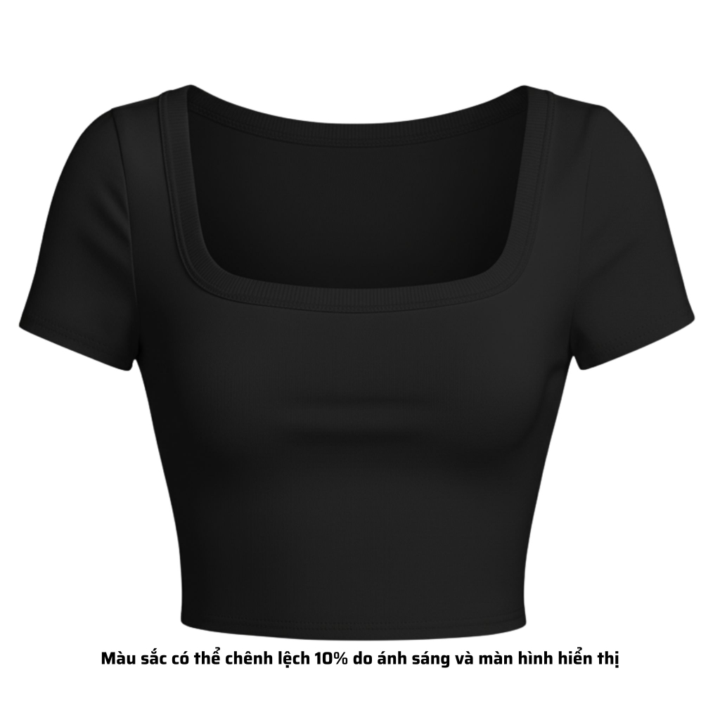 A7 - Áo Croptop Cổ Vuông Croptop Trơn Tay Con
