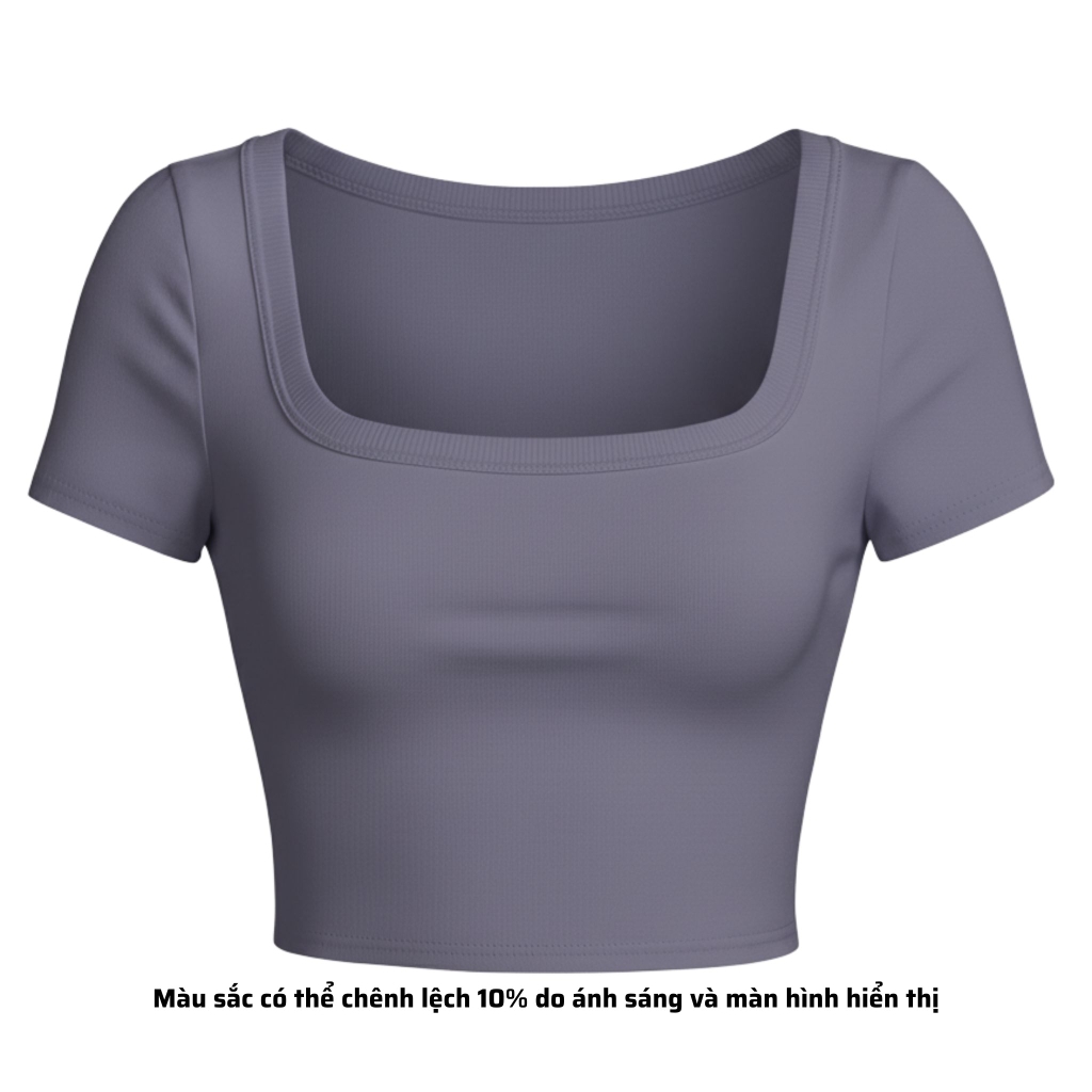 A7 - Áo Croptop Cổ Vuông Croptop Trơn Tay Con