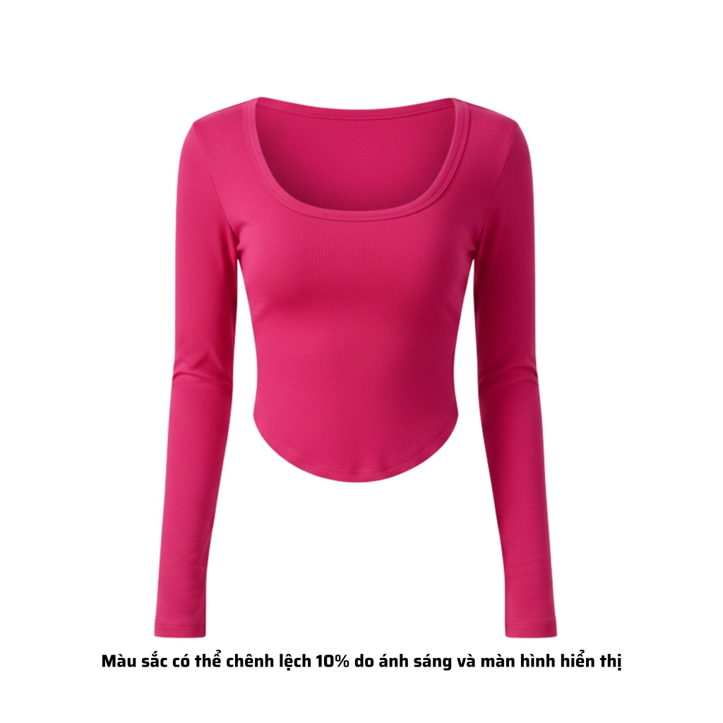 A8 - Áo Thun Croptop Cổ Vuông Vạt Bầu Dài Tay