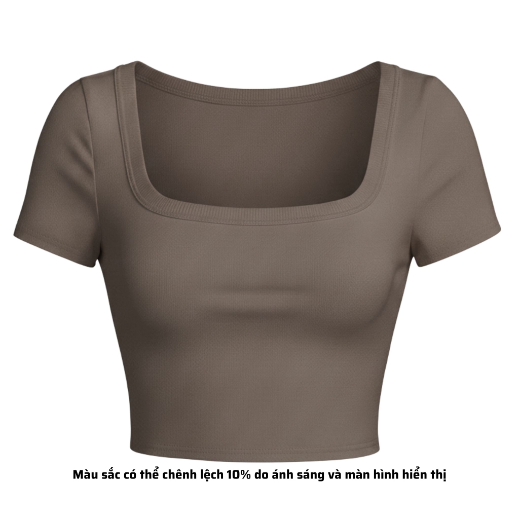 A7 - Áo Croptop Cổ Vuông Croptop Trơn Tay Con