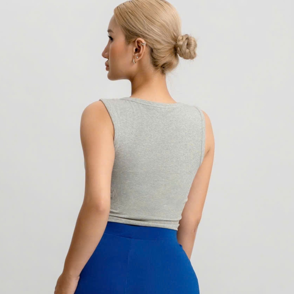 A13 - Áo Croptop Cổ Vuông Sát Nách Nữ Trơn Thun Cotton