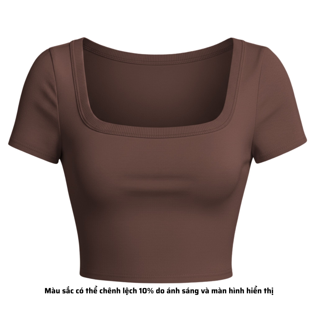 A7 - Áo Croptop Cổ Vuông Croptop Trơn Tay Con