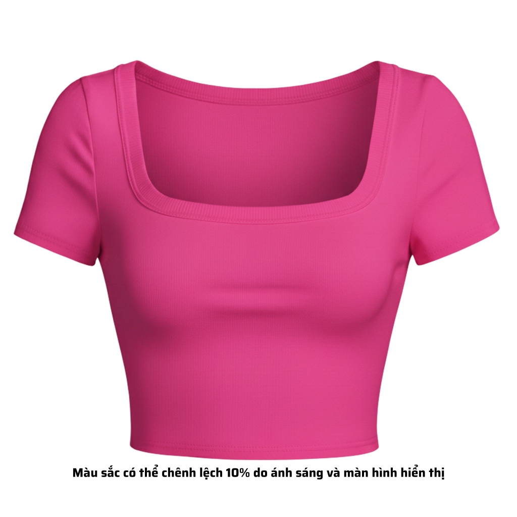 A7 - Áo Croptop Cổ Vuông Croptop Trơn Tay Con