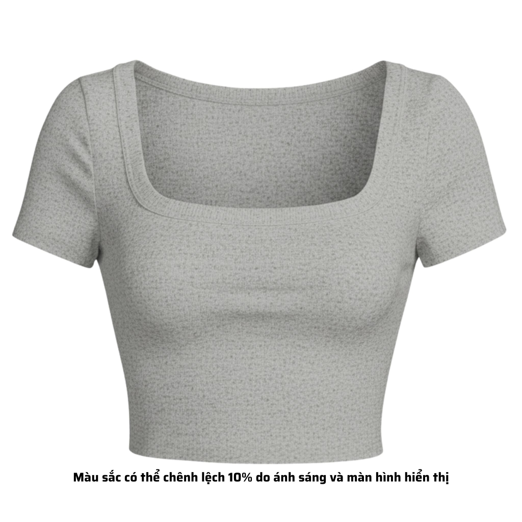 A7 - Áo Croptop Cổ Vuông Croptop Trơn Tay Con