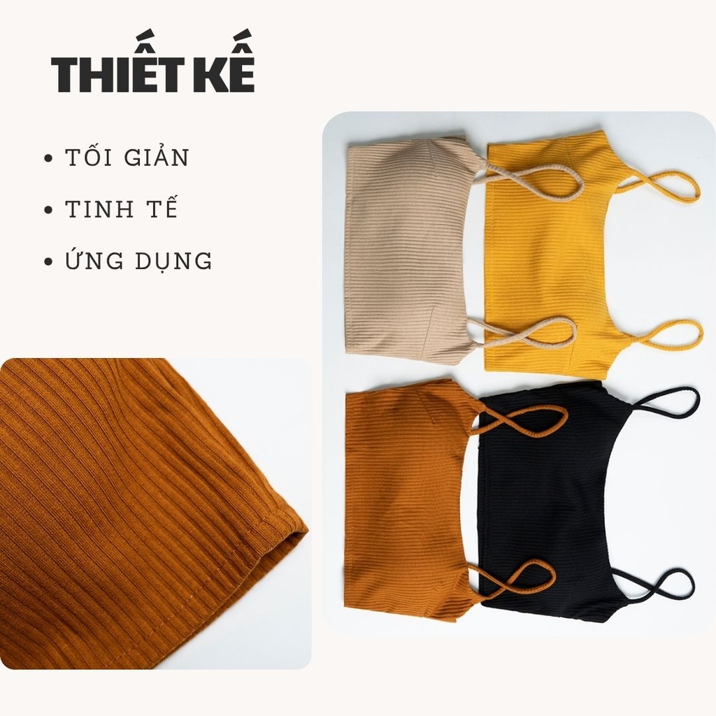 AD - Áo Croptop 2 Dây Thun Gân Có Đệm Mút