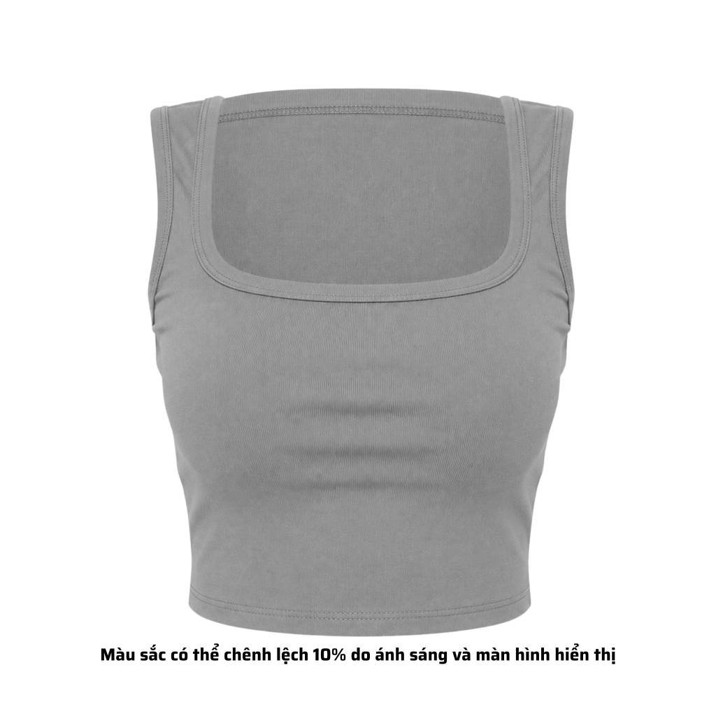 A13 - Áo Croptop Cổ Vuông Sát Nách Nữ Trơn Thun Cotton