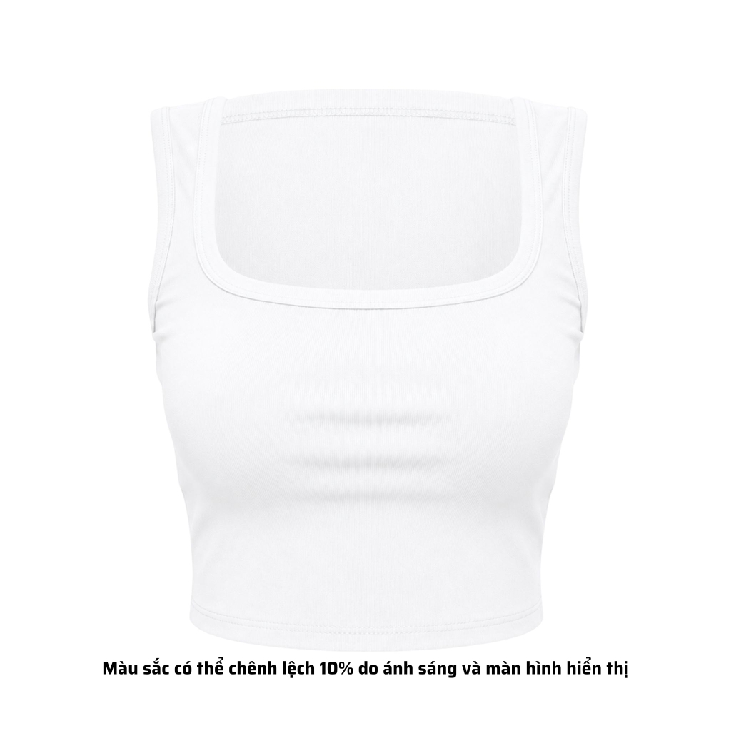 A13 - Áo Croptop Cổ Vuông Sát Nách Nữ Trơn Thun Cotton