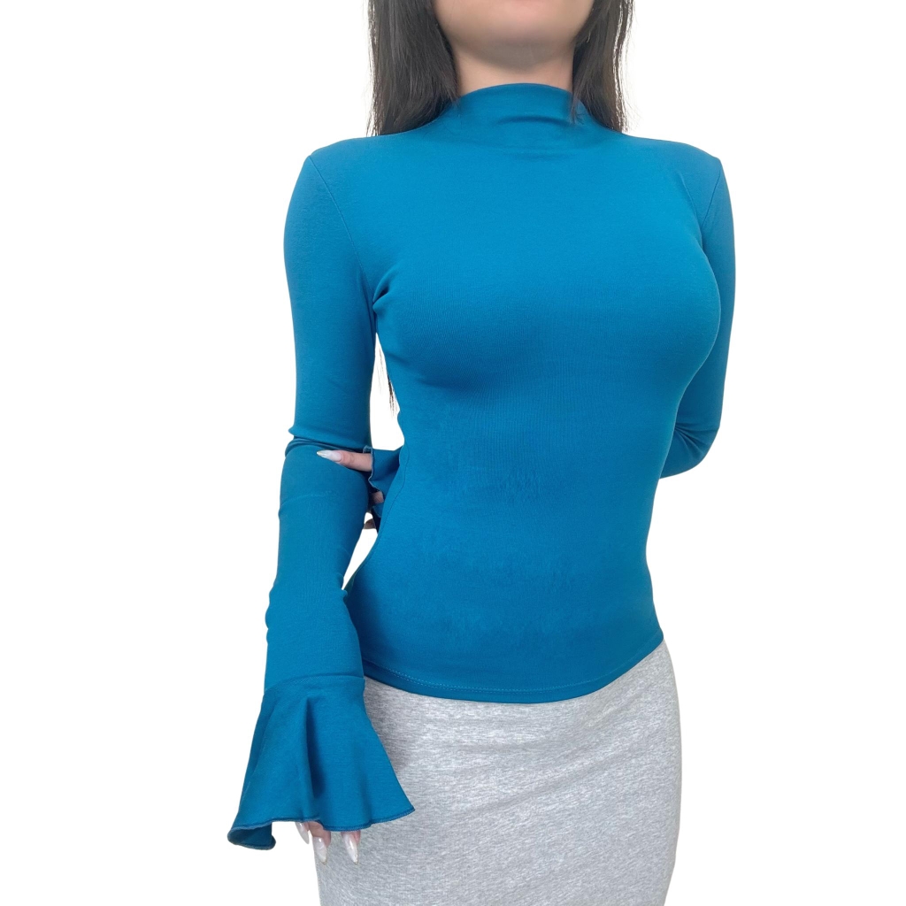 A40 - Áo Cổ Trụ Dài Tay Loe