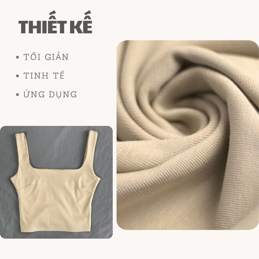 A6 - Áo Hai Dây Bảng To 3cm  Croptop 2 Lớp Thun Cotton Borip
