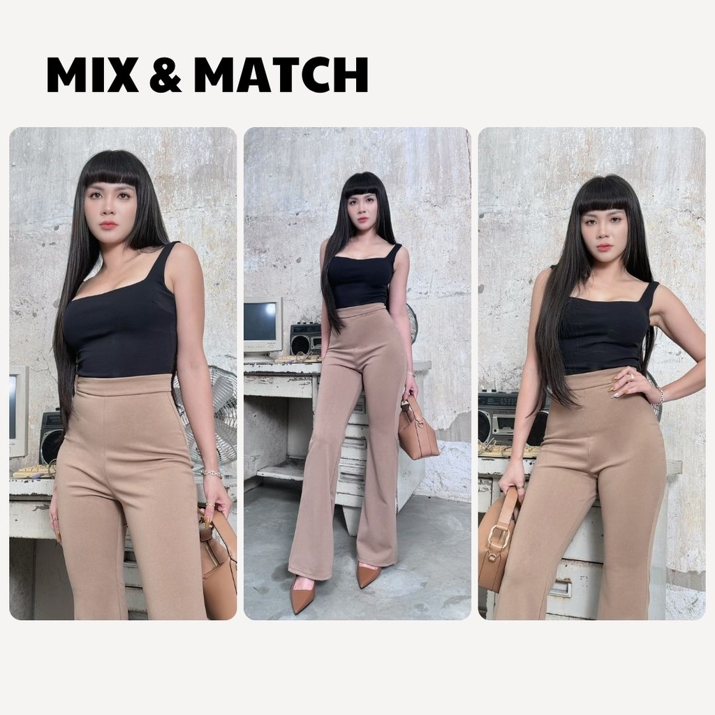 A6 - Áo Hai Dây Bảng To 3cm  Croptop 2 Lớp Thun Cotton Borip