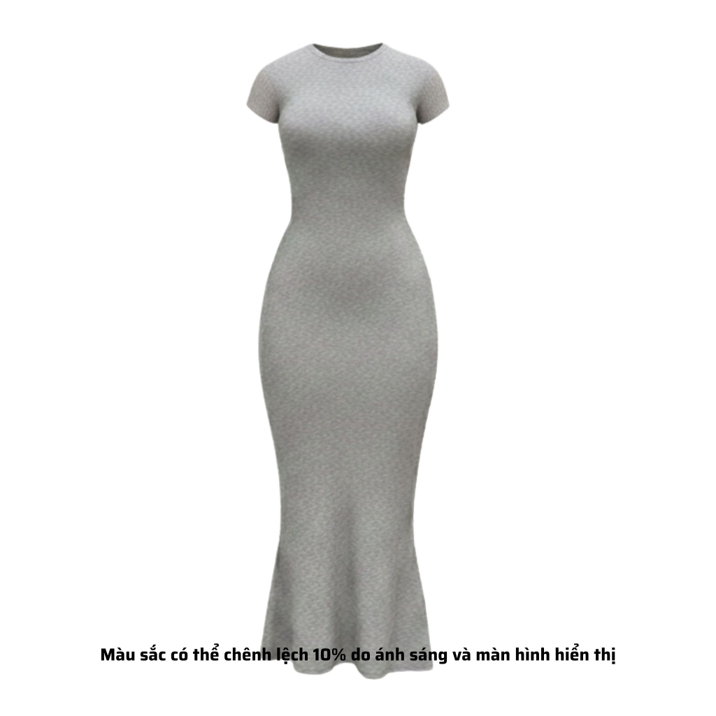DDC1 - Đầm Đuôi Cá Dáng Dài Ôm Body Cổ Tròn Tay lửng 134cm