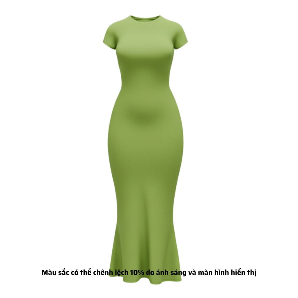DDC1 - Đầm Đuôi Cá Dáng Dài Ôm Body Cổ Tròn Tay lửng 134cm