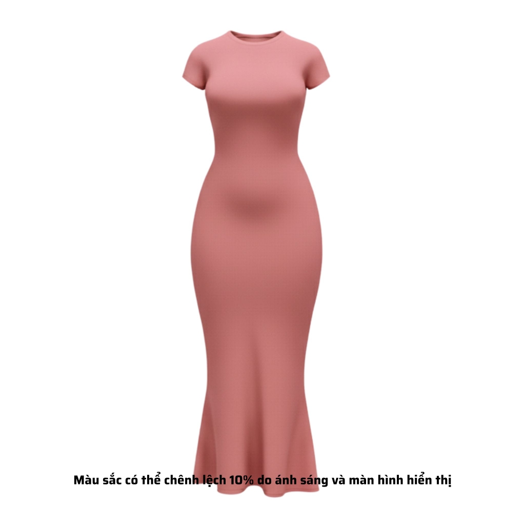 DDC1 - Đầm Đuôi Cá Dáng Dài Ôm Body Cổ Tròn Tay lửng 134cm