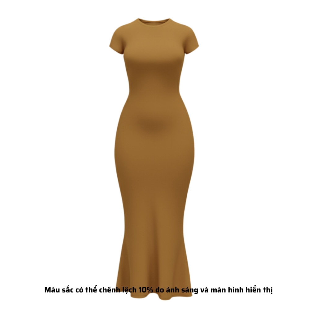 DDC1 - Đầm Đuôi Cá Dáng Dài Ôm Body Cổ Tròn Tay lửng 134cm