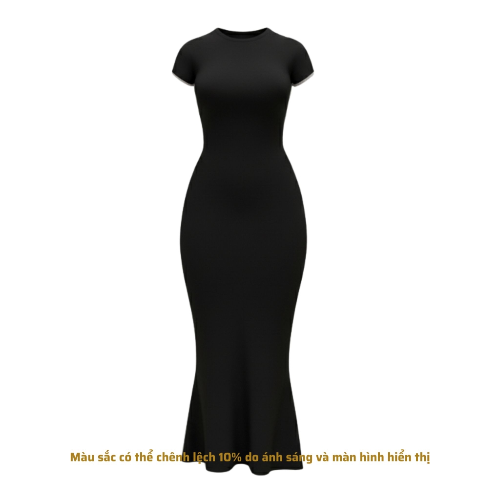 DDC1 - Đầm Đuôi Cá Dáng Dài Ôm Body Cổ Tròn Tay lửng 134cm