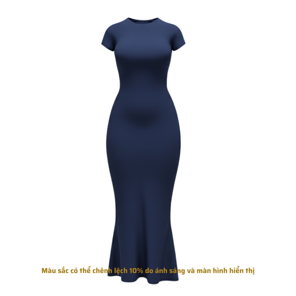 DDC1 - Đầm Đuôi Cá Dáng Dài Ôm Body Cổ Tròn Tay lửng 134cm