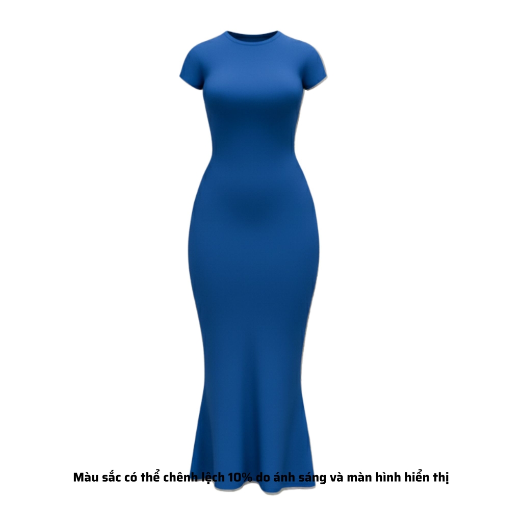 DDC1 - Đầm Đuôi Cá Dáng Dài Ôm Body Cổ Tròn Tay lửng 134cm