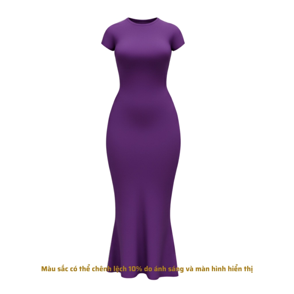 DDC1 - Đầm Đuôi Cá Dáng Dài Ôm Body Cổ Tròn Tay lửng 134cm