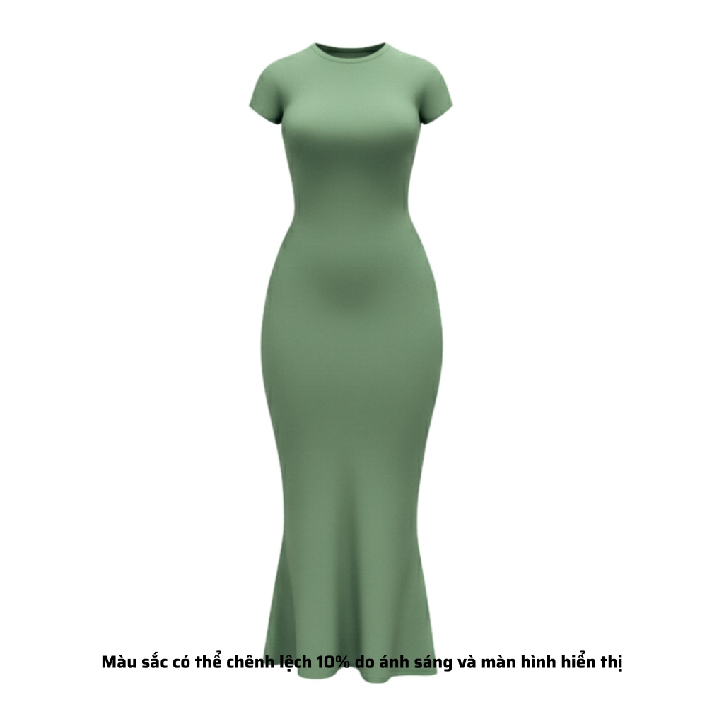 DDC1 - Đầm Đuôi Cá Dáng Dài Ôm Body Cổ Tròn Tay lửng 134cm
