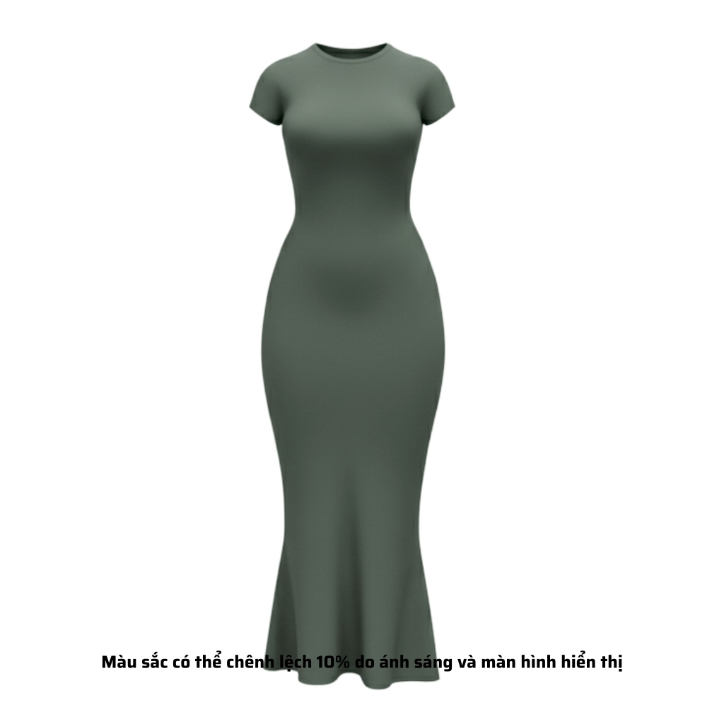 DDC1 - Đầm Đuôi Cá Dáng Dài Ôm Body Cổ Tròn Tay lửng 134cm