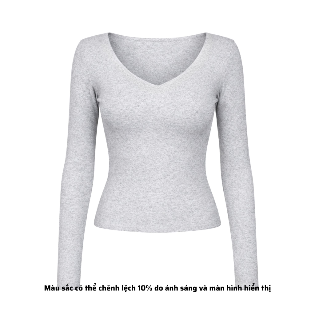 A32 - Áo Cổ Tim Dài Tay Dáng Dài Thun Cotton Borip