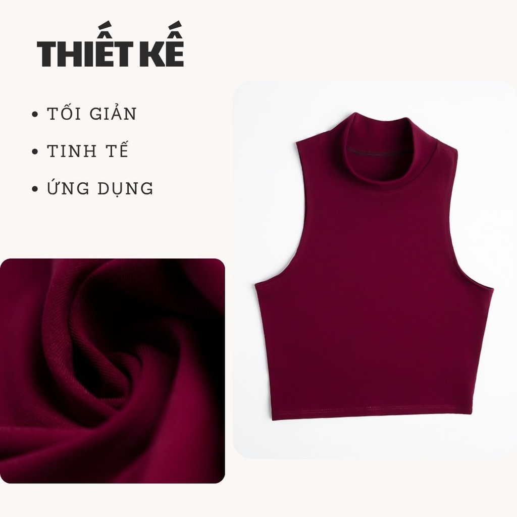 CL - Áo Croptop Cổ Lọ Trơn Thun Borip Co Dãn Giãn 4 Chiều