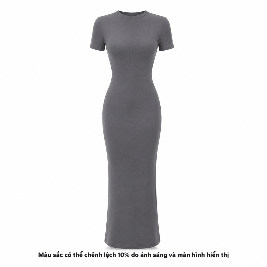 DD17 - Đầm Bodycon Cổ Tròn Tay Lửng Dáng Dài Ôm Body 123cm