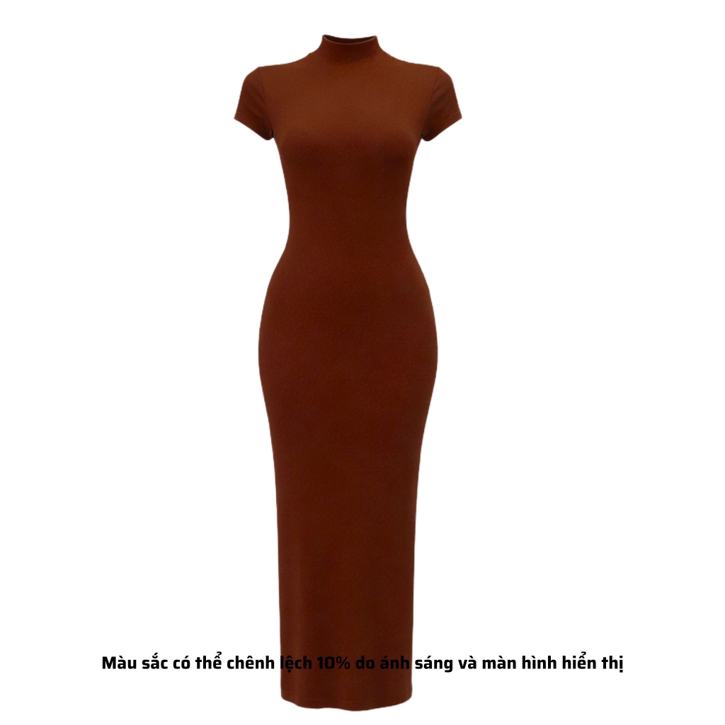 DD14 - Đầm Cổ Trụ Tay Con Dáng Dài Ôm
