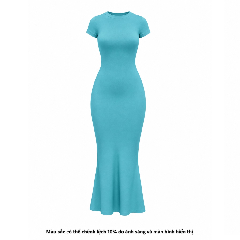 DDC1 - Đầm Đuôi Cá Dáng Dài Ôm Body Cổ Tròn Tay lửng 134cm