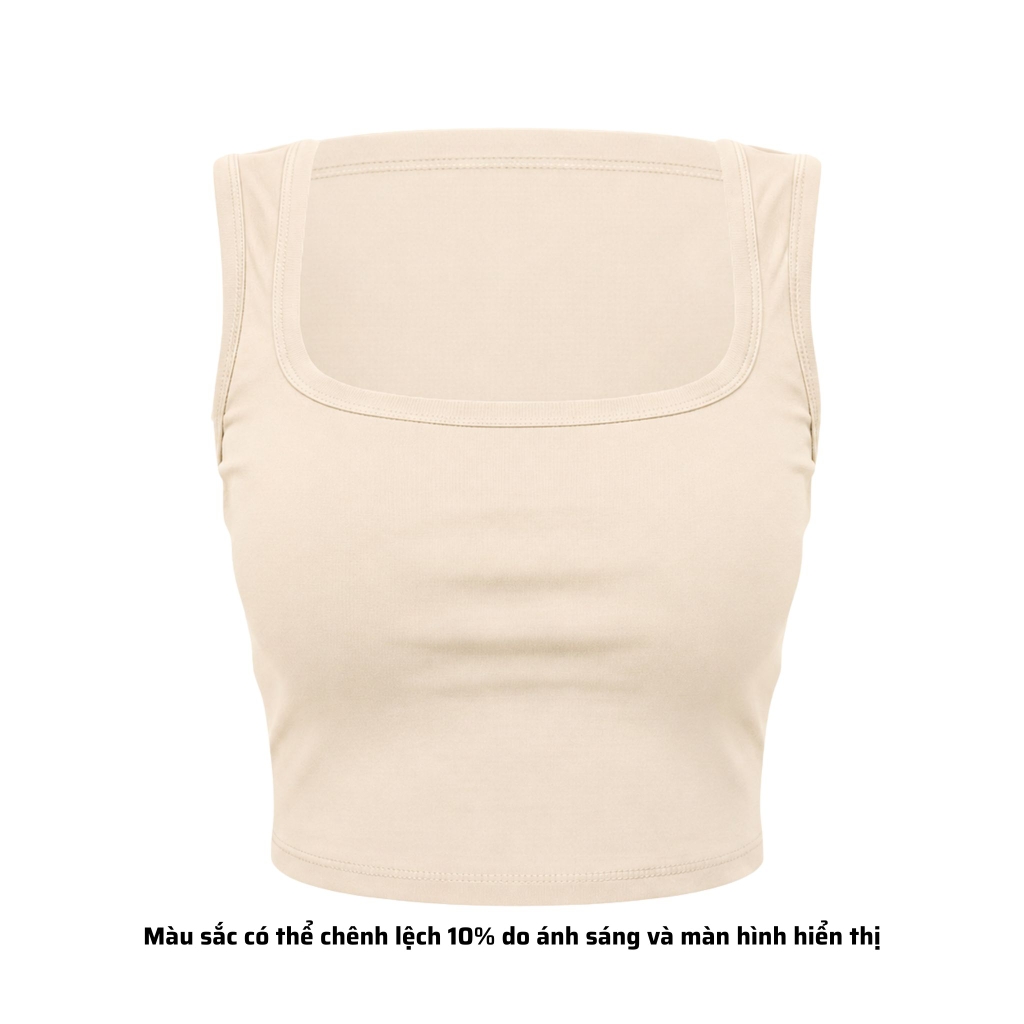 A13 - Áo Croptop Cổ Vuông Sát Nách Nữ Trơn Thun Cotton