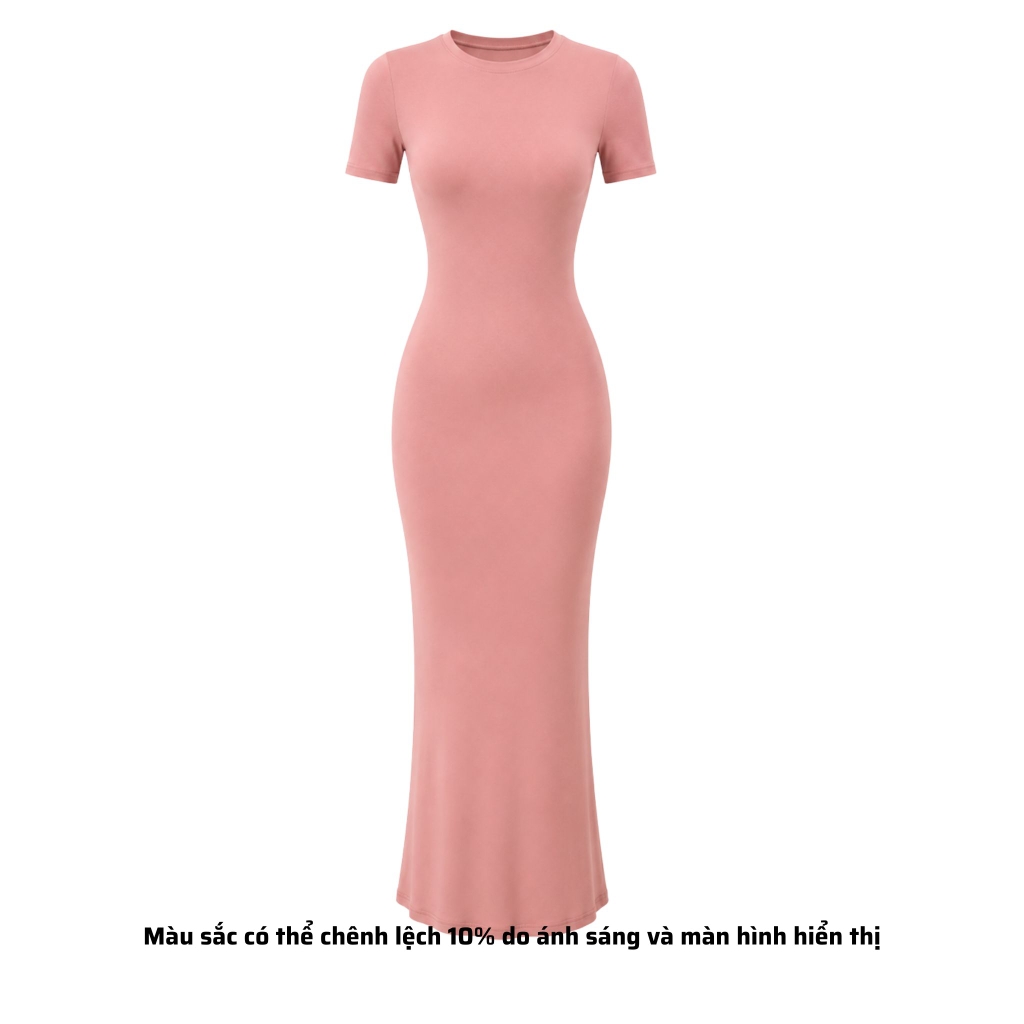 DD17 - Đầm Bodycon Cổ Tròn Tay Lửng Dáng Dài Ôm Body 123cm