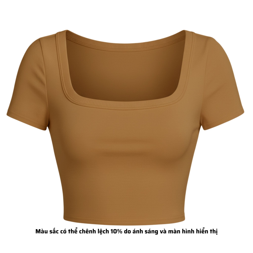 A7 - Áo Croptop Cổ Vuông Croptop Trơn Tay Con