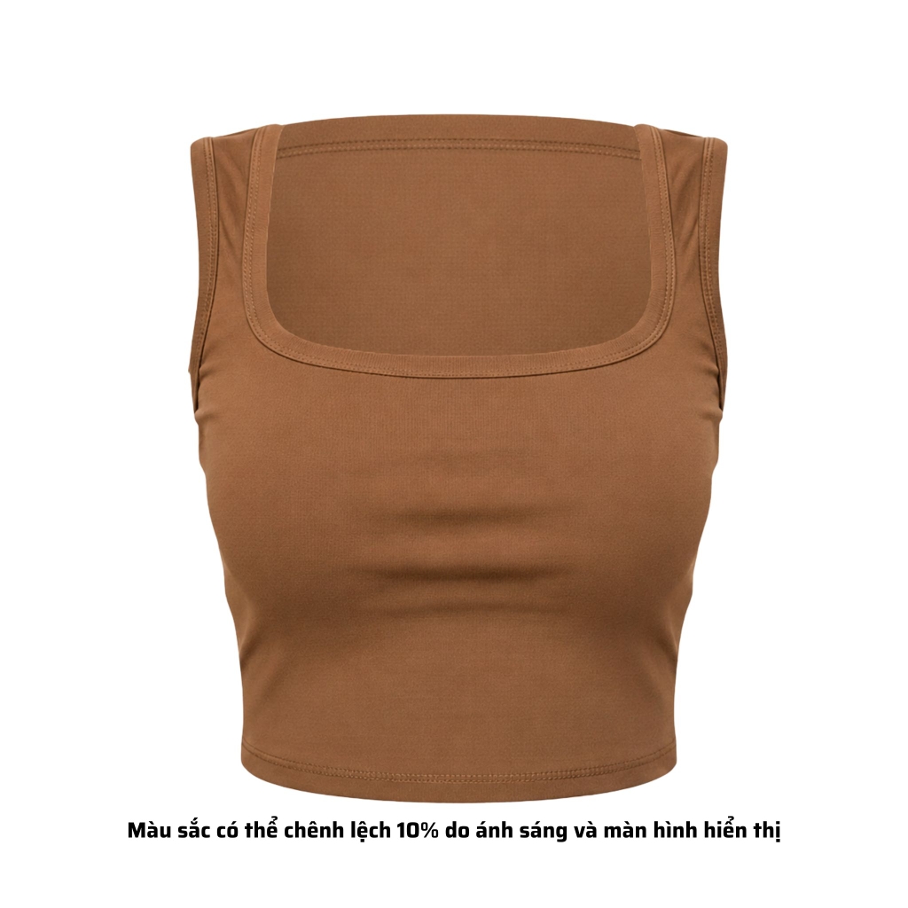 A13 - Áo Croptop Cổ Vuông Sát Nách Nữ Trơn Thun Cotton