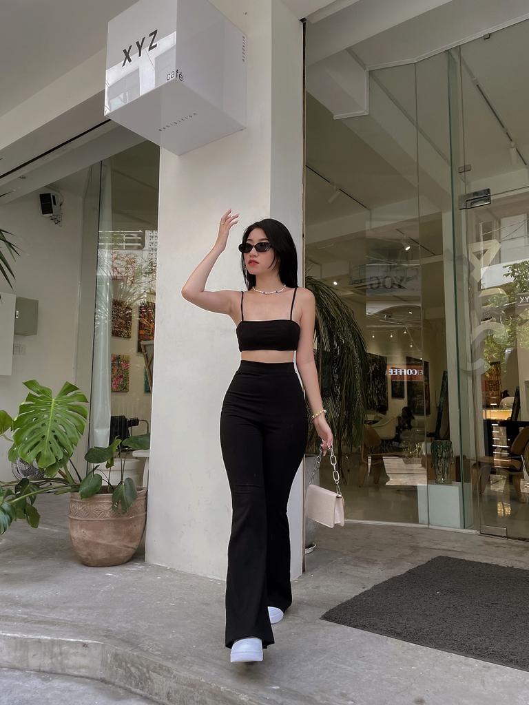 TG - Quần Ống Loe Thun Sọc Tăm Nhỏ