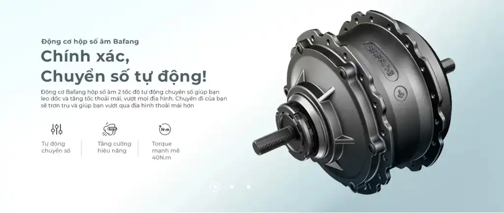 Sử dụng động cơ Bafang 250W với mô-men xoắn 40Nm