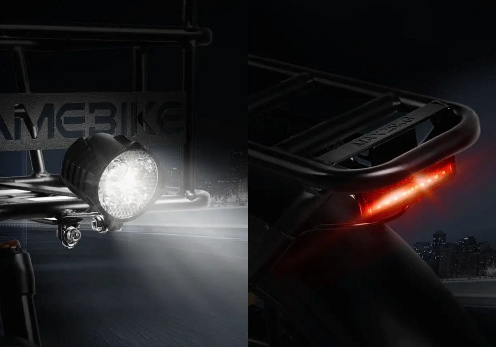Samebike C05 Pro được trang bị hệ thống đèn LED chiếu sáng