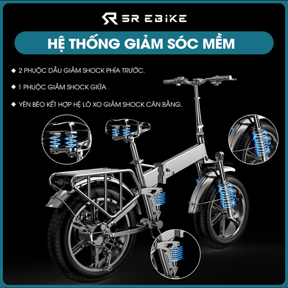 Hệ thống giảm xóc êm ái của SR Ebike X20 PRO
