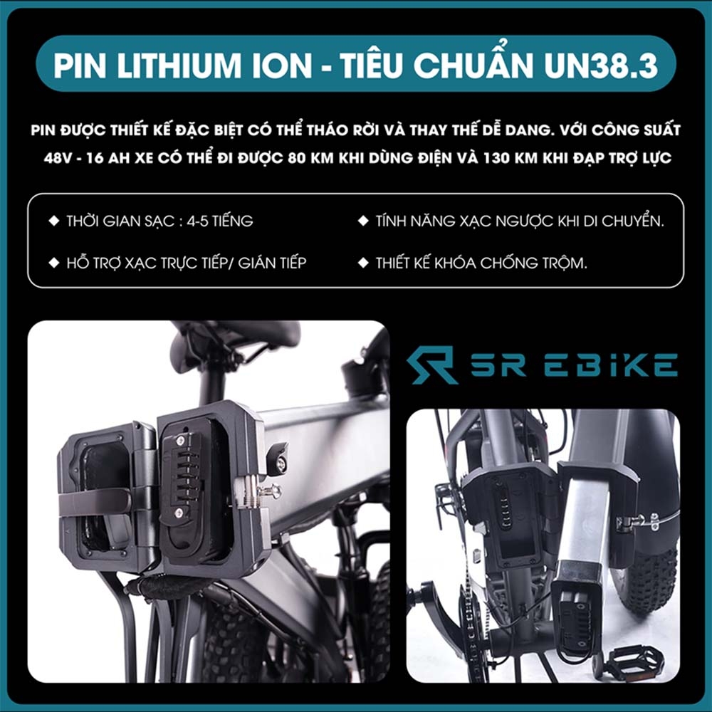 Dung lượng pin lớn của SR Ebike X20 Pro