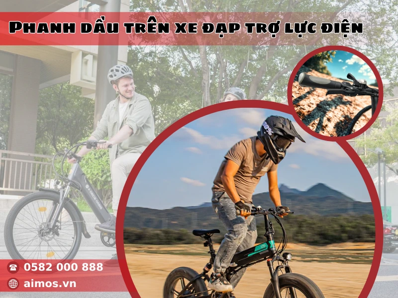 Phanh dầu trên xe đạp trợ lực điện