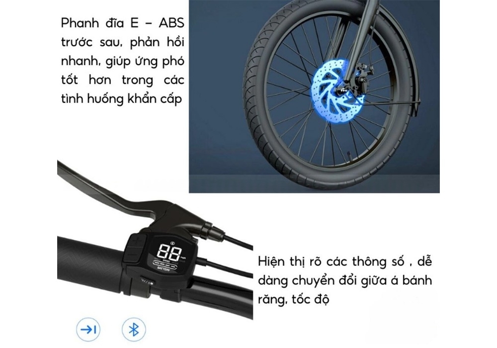 Hệ thống phanh đĩa và màn hình LCD của Baicycle X5
