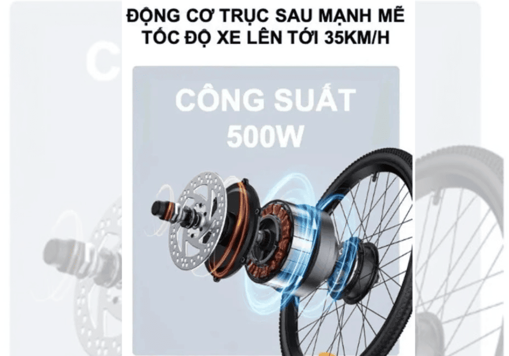Trang bị động cơ trục sau 500W